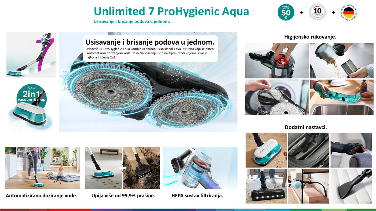 Znacajke Bosch Unlimited 7 ProHygienic Aqua 1