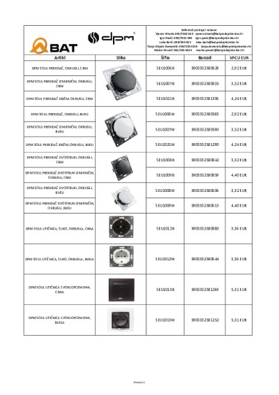  DPM - prekidači i utičnice - cjenik 