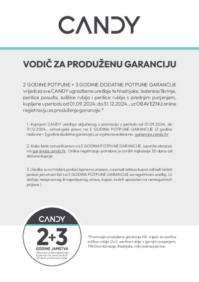 CANDY vodič za produljenu garanciju