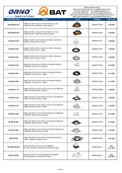 ORNO LIGHTING LINE - cjenik 
