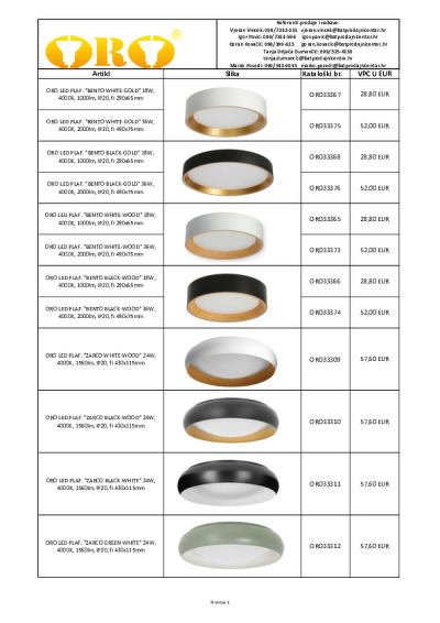 ORO - cjenik