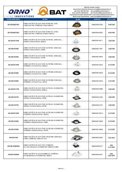 ORNO LIGHTING LINE - cjenik