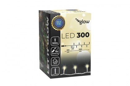Božićne LED lampice, prozirna žica - 300 lampica