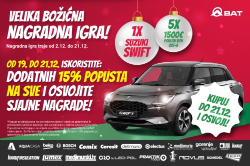 Samo od 19. do 21. prosinca: 15% popusta na sve u BAT prodajnom centru!