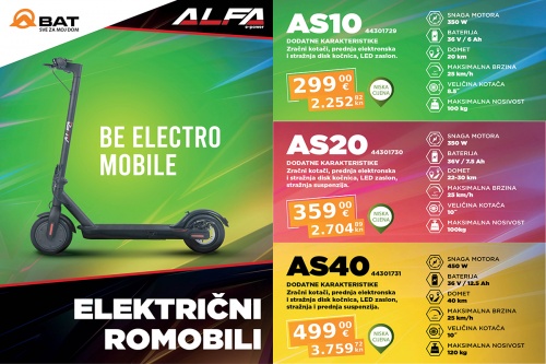 Novo u ponudi – ALFA električni romobili