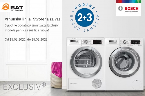 Produljite jamstvo na Bosch Exclusiv modele perilica i sušilica rublja za dodatne 3 godine