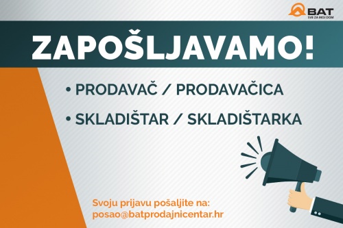 Zapošljavamo – prodavač/ prodavačica i skladištar/ skladištarka