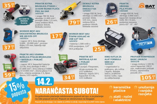 Narančasta subota &ndash; 15% popusta na ručne i električne alate