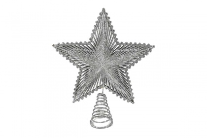 Zvijezda vrh za bor - 26 cm, srebrna gliter