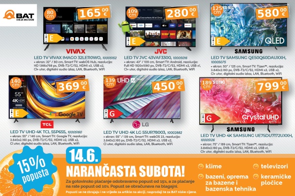 U subotu Vas očekuje 15% popusta na televizore