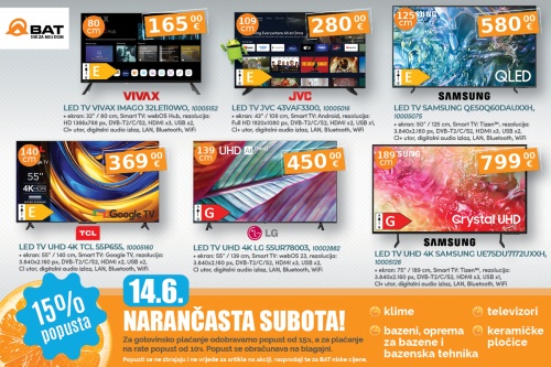 U subotu Vas očekuje 15% popusta na televizore