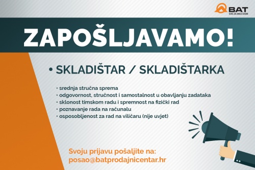 Zapošljavamo – skladištar / skladištarka