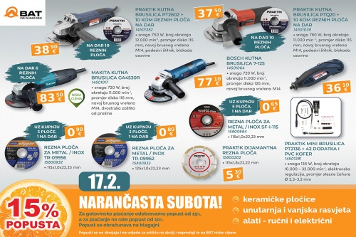 17.2. - 15% popusta na ručne i električne alate