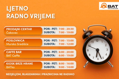 Ljetno radno vrijeme u BAT-u