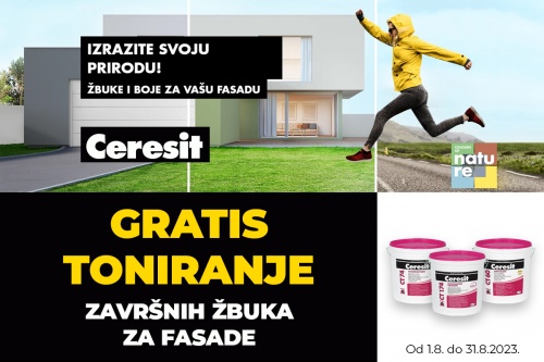 GRATIS toniranje Ceresit završne žbuke za fasadu