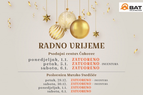 Radno vrijeme tijekom nadolazećih blagdana