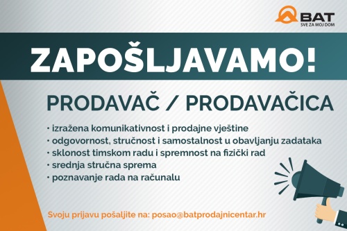 Zapošljavamo - prodavač/prodavačica