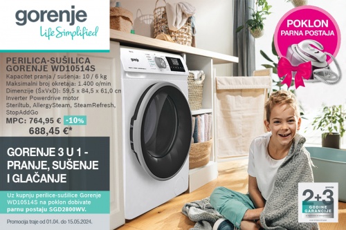 Gorenje 3U1 - pranje, sušenje i glačanje