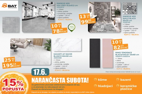 U subotu Vas očekuje 15% popusta na keramičke pločice