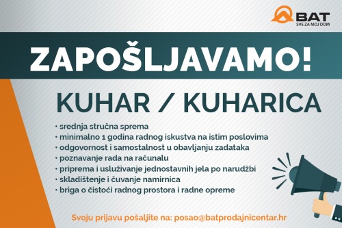 Zapošljavamo kuhara / kuharicu