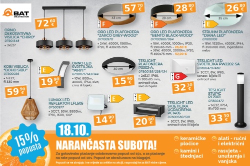 18.10. - 15% popusta na unutarnju i vanjsku rasvjetu