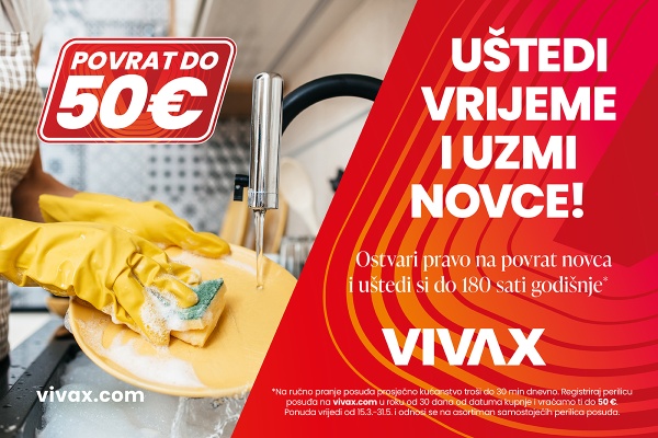 Povrat do 50 &euro; na VIVAX perilice posuđa!