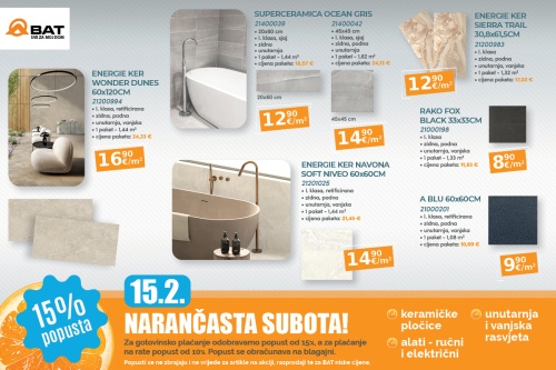 Ove subote 15% popusta na keramičke pločice