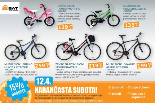 Ove subote 15% popusta na bicikle