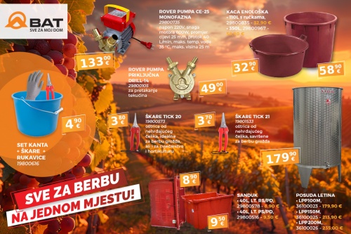 Sve za berbu grožđa na jednom mjestu