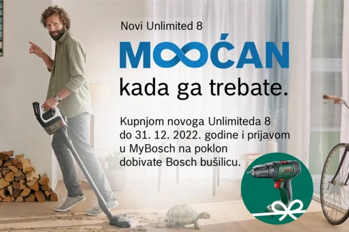 Kupnjom Bosch Unlimited 8 bežičnog usisavača na poklon dobivate Bosch bušilicu