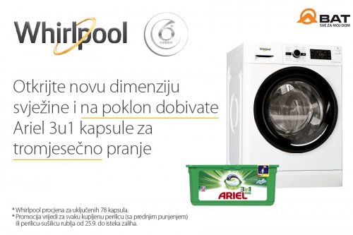 Uz kupnju Whirlpool perilice ili sušilice rublja – praktičan poklon!