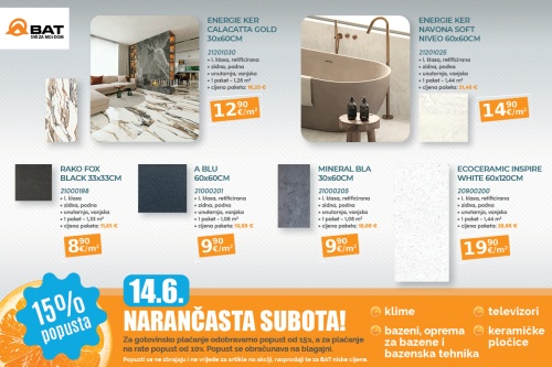 14.6. - 15% popusta na keramičke pločice