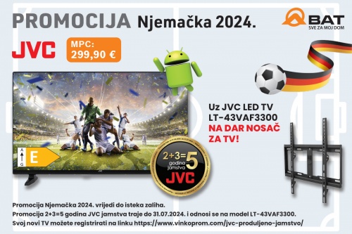 Uz kupnju LED televizora JVC LT-43VAF3300 nosač na dar!