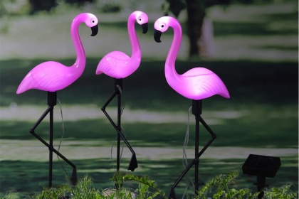 Solarni vrtni štap flamingo, set 3 kom